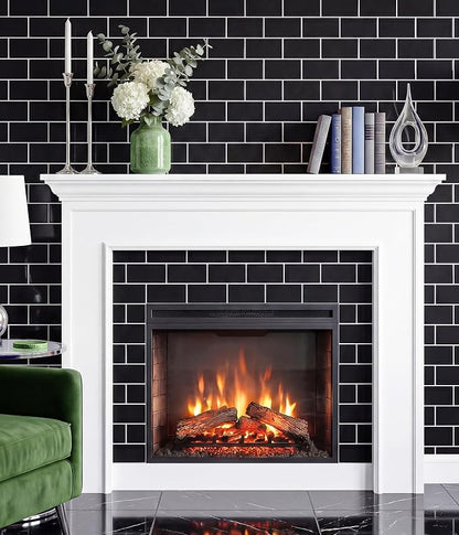 Peel and Stick Backsplash for Kitchen: Self Adhesive Wall Tiles for Bathroom - Vinyl Thick Back Splash Tile (10, Black)