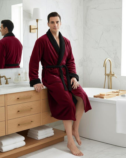 NY Threads Luxury Ultra Soft Mens Robe Plush Fleece Long Bathrobe