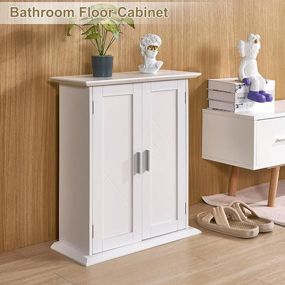 VECELO Medicine Cabinet Bathroom Wall Mount Storage with Adjustable Shelf and 2 Doors, White