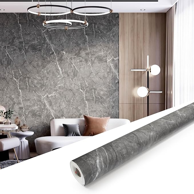 Marble Peel and Stick Waterproof Wall Paneling, 118" x 47" Bardiglio Grey Matte Finish Self-Adhesive Backsplash Tile Vinyl Wall Panel for Kitchen Bathroom Wall Decor, Covers 38.75 Sq. Ft.