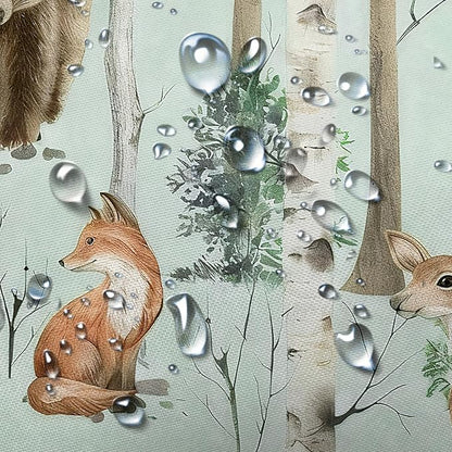 JAWO Rustic Forest Shower Curtains, Lodge Cabin Woodsy RV Shower Curtain, Wildlife Animals Woodland Campers Camping Bathroom Set with Hooks, 54x72 Inch, Teal