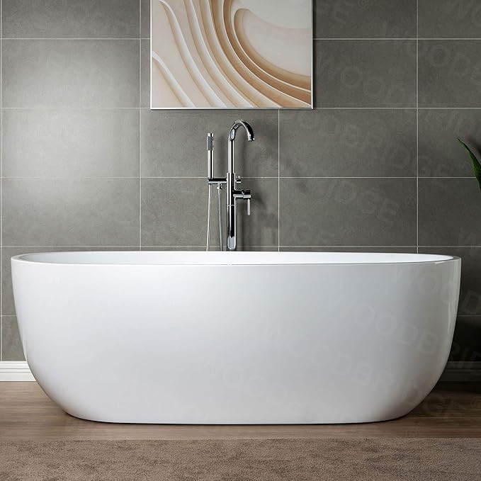 WOODBRIDGE Contemporary Single Handle Floor Mount Freestanding Tub Filler Faucet with Hand shower in Chrome Finish,F0002CHRD