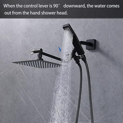 G-Promise Solid Metal Shower Head Diverter with Holder 3-Way (Chrome) | Spray Separately or Both, Adjustable-Angle Bracket, Anti-Leak, Smooth Knob Switch, Easy Install, Universal Replacement Part