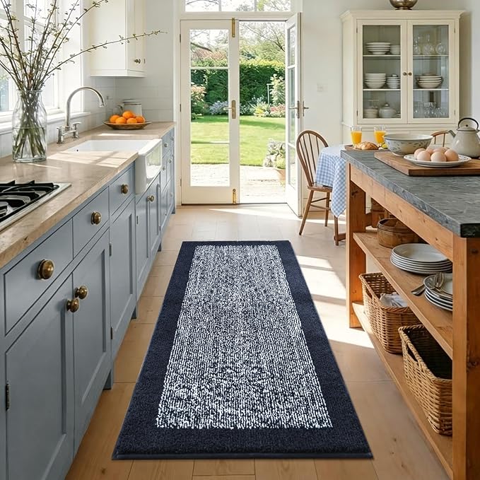 Bathroom Rugs 40x24 Non Slip Washable, Bath Mat for Bathroom Floor Tub, Soft Absorbent Quick Dry Mats for Shower, Bathtub,Home Decor(Dark Blue)