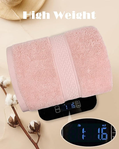 Cleanbear Ultra Soft Bath Towel Set of 2, 100% Cotton Towels, 55” x 27.5” | Bathroom Towels for Shower, Spa or Swim Use, Medium Weight Extra Absorbent (Pink, Blue-Grey)