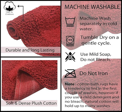 Home Weavers Radiant Collection 100% Cotton Bathroom Rugs Set, Bathroom Décor, Washable Rug, Extra Soft and Absorbent Bath Rug, Kitchen Mat, Bath Mat Set, Bath Floor Mat Non Slip, 30" Round, Red