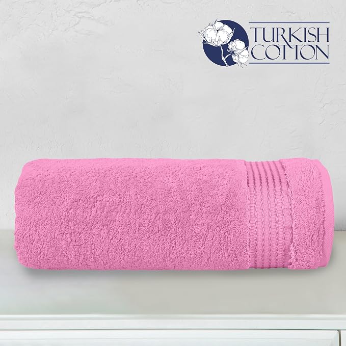 Elegant Comfort Premium Turkish Cotton 1 Piece Jumbo Bath Towel - 35 x 70 inch, Luxurious Hotel Spa Quality 100% Turkish Cotton Large Bath Towel - Highly Absorbent - Soft Bathroom Towel, Light Pink