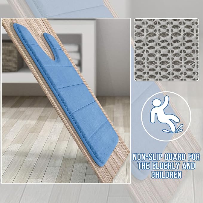 Yimobra Memory Foam Toilet Bath Mat U-Shaped, Soft and Comfortable, Super Water Absorption, Non-Slip, Thick, Machine Wash and Easier to Dry for Bathroom Commode Contour Rug, 24 X 20 Inches, Blue