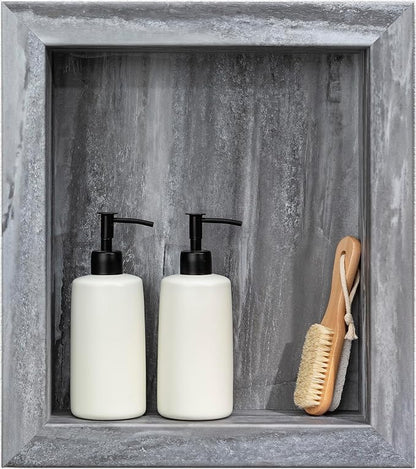 Palisade 17.5 in x 15.5 in Vinyl Shower Niche Hermitage Granite/Urban Cliff | Waterproof Shower Insert