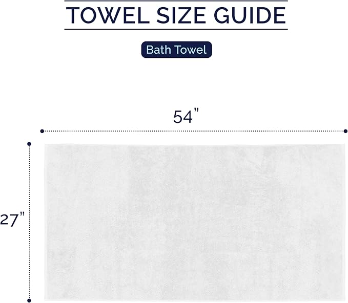 Elegant Comfort Premium Turkish Cotton 2 Pack Bath Towel Set - 27 x 54 inch, Luxurious Hotel Spa Quality 100% Turkish Cotton 2PC Bath Towel Set - Highly Absorbent - Soft Bathroom Towels, White