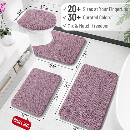 OLANLY Bathroom Runner Rugs 45x27, Extra Soft Absorbent Chenille Bath Rugs | Deep Plum, Quick-Drying Rubber Backing, Washable Long Bath Mat for Bathroom Floor, Tub and Shower, Home Decor Accessories