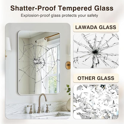 Vanity Bathroom Mirror, 30”x20” Silver Bathroom Mirror for Over Sink | HD Tempered Glass, Anti-Rust Frame, Vertical or Horizontal, Wall Mirrors for Bathroom Sink, Living Room, Entryway, Bedroom
