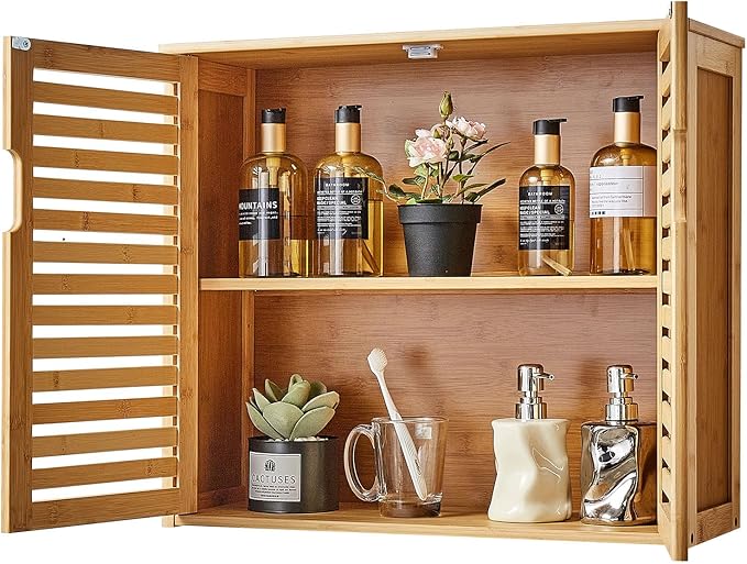 VEVOR Bathroom Wall Cabinet, 2 Doors and Adjustable Shelf with 3 Height Levels, 23" W x 20" H Medicine Cabinet Wall Mounted, Hanging Organizer with Shelves for Laundry Room Kitchen Restroom