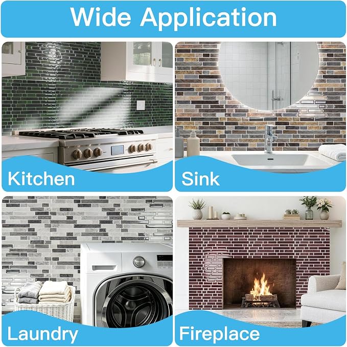 Art3d 10-Sheet Heavy-Duty Peel and Stick Backsplash, Waterproof Wall Tiles Stick on Kitchen Backsplash Living Space, Dark Burgundy