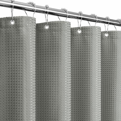 Small Stall 230GSM Grey Shower Curtain, 36 x 72 | 230GSM Narrow Half Fabric Shower Curtain for Bathroom, Water Repellent, Machine Washable