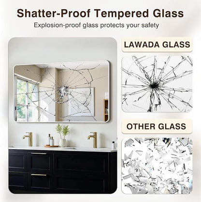 Vanity Bathroom Mirror, 50”x30” Silver Bathroom Mirror for Over Sink | HD Tempered Glass, Anti-Rust Frame, Vertical or Horizontal, Wall Mirrors for Bathroom Sink, Living Room, Entryway, Bedroom