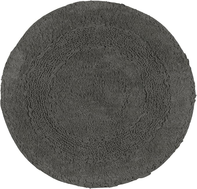 Home Weavers Radiant Collection 100% Cotton Bathroom Rugs Set, Bathroom Décor, Washable Rug, Extra Soft and Absorbent Bath Rug, Kitchen Mat, Bath Mat Set, Bath Floor Mat Non Slip, 22" Round, Gray