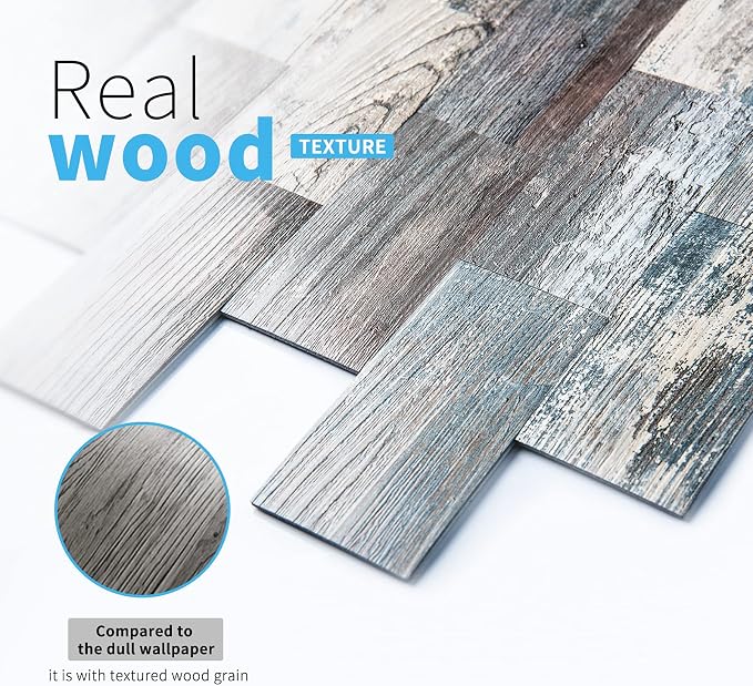 Art3d PVC Peel and Stick Backsplash Wall Tile, 10-Pack, Spruce Grey Rustic | PVC, Self Adhesive, Splash Resistant, Multi-Surface Compatibility, Ideal for Kitchens, Fireplaces, Stair Areas
