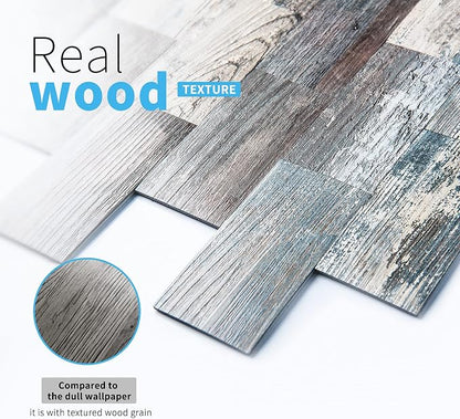 Art3d PVC Peel and Stick Backsplash Wall Tile, 10-Pack, Spruce Grey Rustic | PVC, Self Adhesive, Splash Resistant, Multi-Surface Compatibility, Ideal for Kitchens, Fireplaces, Stair Areas