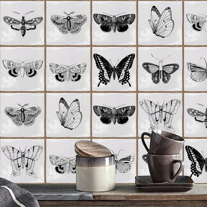 Alwayspon Vinyl Sticker Peel and Stick, Self-Adhesive Wall Tile Transfers Backsplash Sticker Decal for Kitchen Bathroom, 6x6inch/15x15cm 30Pcs, Butterfly T036