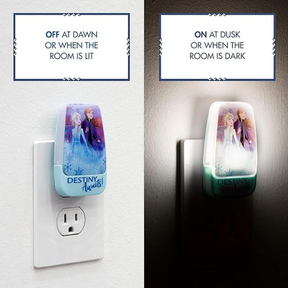 Disney Frozen 45670 LED Night Light, Anna and Elsa, Princess, Plug-in | Dusk-to-Dawn Sensor, Girl's Room Decor, UL-Certified, Ideal for Bedroom, Nursery, Bathroom, Kid's Playroom