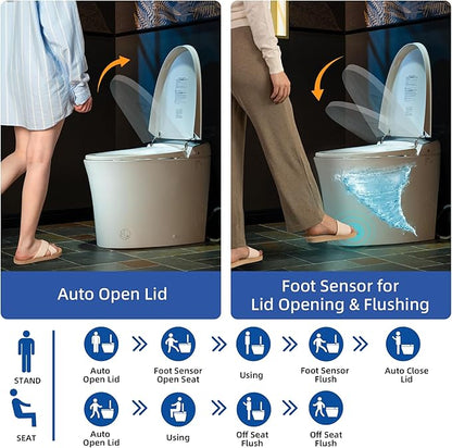 WOODBRIDGE Smart Toilet, Auto Open & Close, Auto Flush, Foot Sensor, Cleaning Foam Dispenser, Heated Seat and Chair Height Design, EBT230