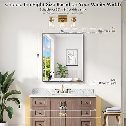 DESBING Black Bathroom Mirror 2 Pack, 30x36 Inch Rectangle Wall Mirrors with Frame, Shatter-Resistant, Modern for Bathroom, Living Room, Entryway – Horizontal or Vertical