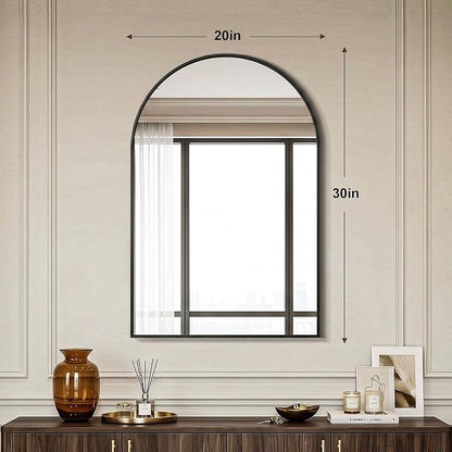 AMOISE Arched Bathroom Mirror for wall, 2Pack 30"x20" Vanity Mirror, Black | Metal Frame, HD Glass, Over Sink Mirror for Bathroom, Entryway, Living Room & Bedroom