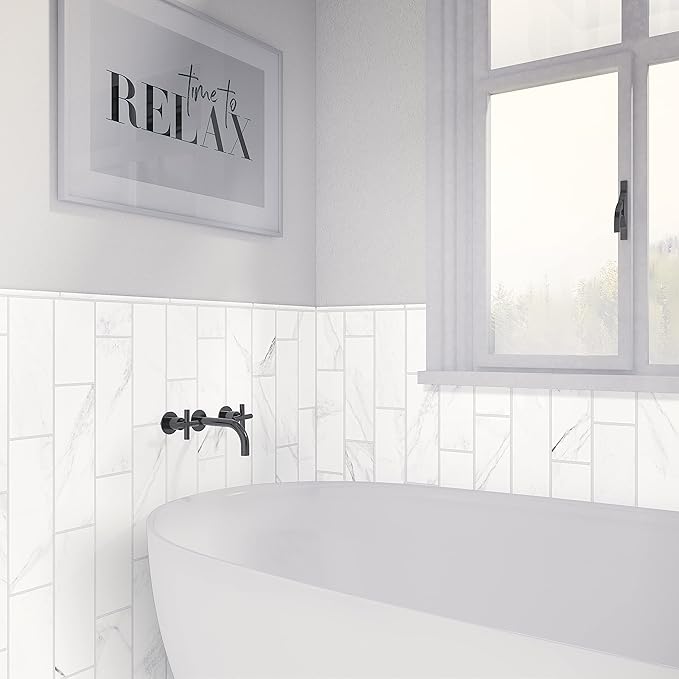 Daltile Perpetuo 4" X 12" Glazed Ceramic Wall Tile in Satin Brilliant White (28 pieces per carton) (10.64 sqft per carton)