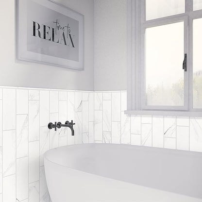 Daltile Perpetuo 4" X 12" Glazed Ceramic Wall Tile in Satin Brilliant White (28 pieces per carton) (10.64 sqft per carton)