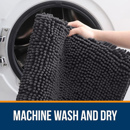 OLANLY Large Bathroom Rugs 44x32, Extra Soft Absorbent Chenille Bath Rugs | Dark Grey, Quick-Drying Rubber Backing, Machine Washable Bath Mat for Bathroom Floor, Tub and Shower, Home Decor Accessories