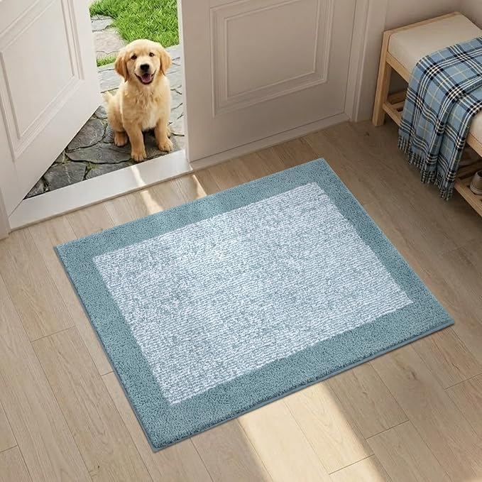 Bathroom Rugs 24x17 Non Slip Washable, Dusty Blue Bath Mat for Bathroom Floor Tub, Soft Absorbent Quick Dry Mats for Shower, Bathtub,Home Decor