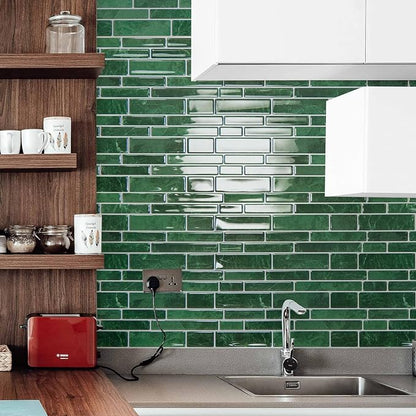 Art3d Marble Design Peel and Stick Backsplash, 10-Sheet, 12 x 12 in, Green | Lightweight, Self Adhesive, Moisture Resistant, Easy to DIY, Modern Style, for Kitchen, Bedroom, Ideal for New Home Buyers