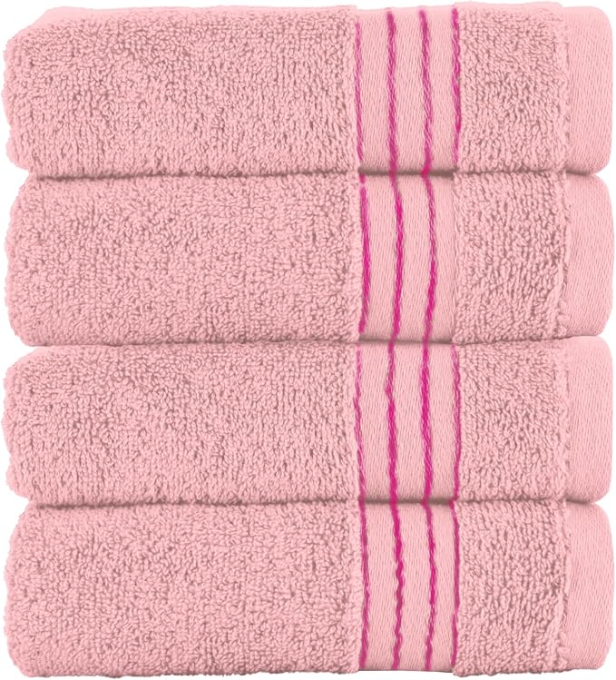 Elegant Comfort Premium Turkish Cotton 4 Pack Hand Towel Set - 16 x 28 inch, Luxurious Hotel Spa Quality 100% Turkish Cotton 4PC Hand Towel Set - Highly Absorbent - Soft Bathroom Towels, Dusty Rose