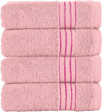 Elegant Comfort Premium Turkish Cotton 4 Pack Hand Towel Set - 16 x 28 inch, Luxurious Hotel Spa Quality 100% Turkish Cotton 4PC Hand Towel Set - Highly Absorbent - Soft Bathroom Towels, Dusty Rose