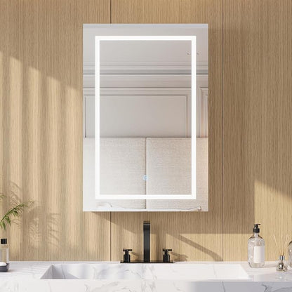 DeerValley 24" W x 36" H Led Lighted Medicine Cabinet with Mirror | Bathroom Medicine Cabinet with Defogger & 3-Color, Wall Mounted Mirrored Medicine Cabinets with Lights, DV-1VM0187