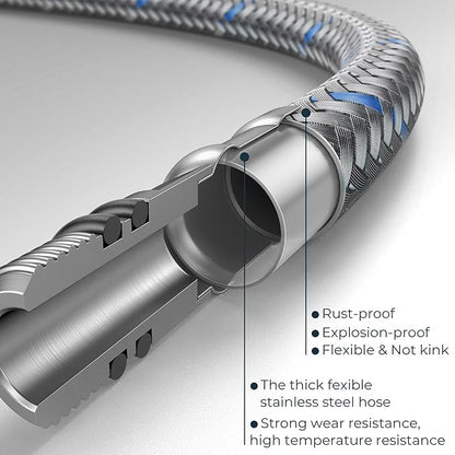 FORIOUS Brushed Nickel Bathroom Sink Faucet, Waterfall 4 Inch Centerset Bathroom Faucets with Metal Pop up Drain and cUPC Hose for Basin, Vanity, RV, Pedestal 2 or 3 Hole Sink
