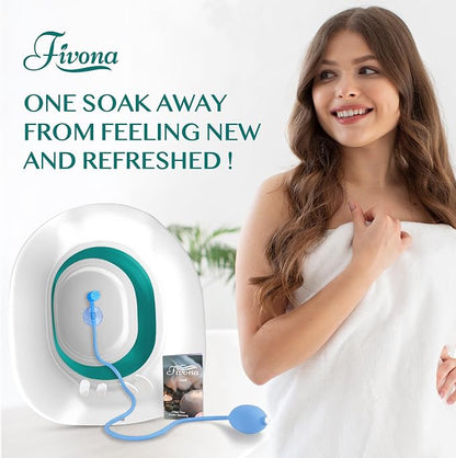 Sitz Bath for Hemorrhoids Soak and Postpartum Care | Toilet Seat | Bartholin Cyst Tub | at Home Soaking Procedures for Men and Detox Vaginal Steaming for Women with Massage Hand Flusher