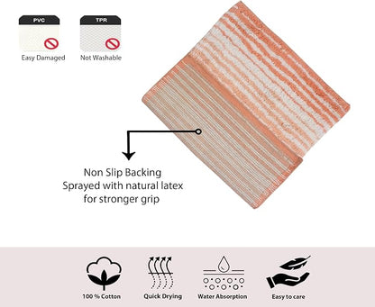 Home Weavers 100% Cotton Gradiation Collection Bathroom Décor | Washable Rug | Bathroom Mat | Kitchen Mat | Bathroom Rug Set | Bath Mat Set | Bath Floor Mat Non Slip, 4 Piece Set with Runner, Coral
