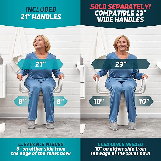 Lunderg Raised Toilet Seat with Handles - Round - Easy to Install Toilet Seat Risers for Seniors - Adds 3 Inches & Works like the one you’ve always used - Elegant design - No Hospital Vibe