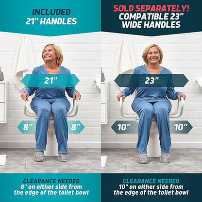 Lunderg Raised Toilet Seat with Handles - Elongated - Easy to Install Toilet Seat Risers for Seniors - Adds 3 Inches & Works like the one you’ve always used - Elegant design - No Hospital Vibe