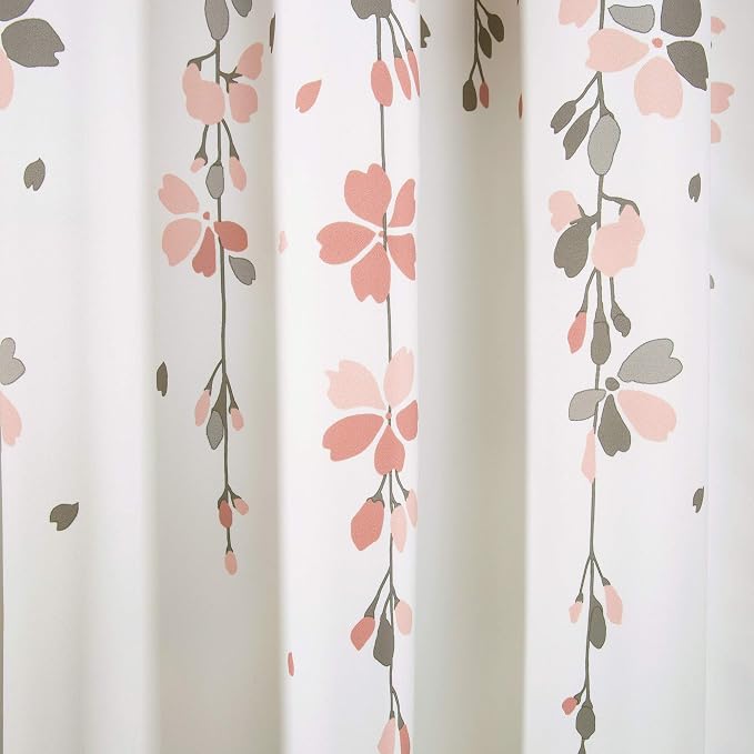 Lush Decor Weeping Flower Light Filtering Window Curtain Panels, Pair, 52"W x 95"L + 2" Header, Blush & Gray - Charming Modern Floral Curtains for Living Room, Dining Room, & Bedroom