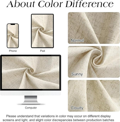 Extra Long Light Beige Shower Curtains 96 Inch Natural Linen Weighted Fabric Shower Curtain Set Tall Bath Curtain with See Through Top Window and Hooks Boho Farmhouse Style,Light Beige,72x96