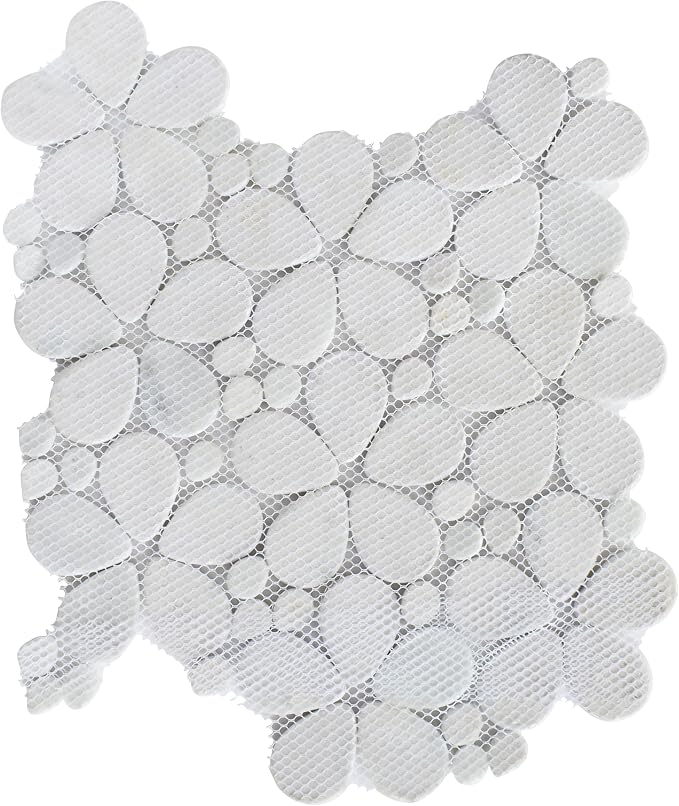 5 Sheets Marble Flowers Mosaic Wall and Floor Tiles for Bathroom and Kitchen 13.39 * 11.02 Inches 1.02 sq.ft