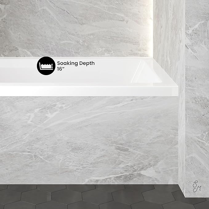Swiss Madison Voltaire 54" x 30" Acrylic Glossy White, Alcove, Integral Left-Hand Drain, Bathtub
