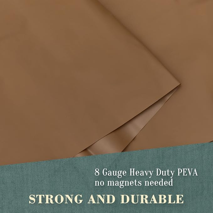 No Hook PEVA Shower Curtain or Liner, Standard Size 71 x 74, Brown | 8G Heavy Duty, Brown Bathroom Shower Curtain, No Hooks Required, Waterproof Plastic & PVC Free