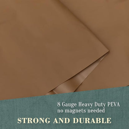 No Hook PEVA Shower Curtain or Liner, Standard Size 71 x 74, Brown | 8G Heavy Duty, Brown Bathroom Shower Curtain, No Hooks Required, Waterproof Plastic & PVC Free