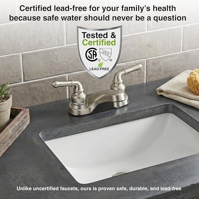 Dura Faucet DF-PL700C-ORB RV Two Handle Bathroom Faucet (Oil Rubbed Bronze) | RV two handle bathroom sink faucet for campers, trailers, and motorhomes.