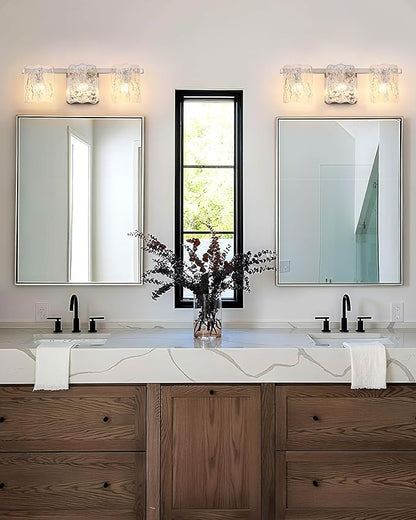 3-Light Bathroom Vanity Light, Brushed Nickel Bathroom Light Fixture Over Mirror with Clear Glass, Modern Bath Wall Sconce Lighting for Bath Restroom, OS-MM5002-3BN