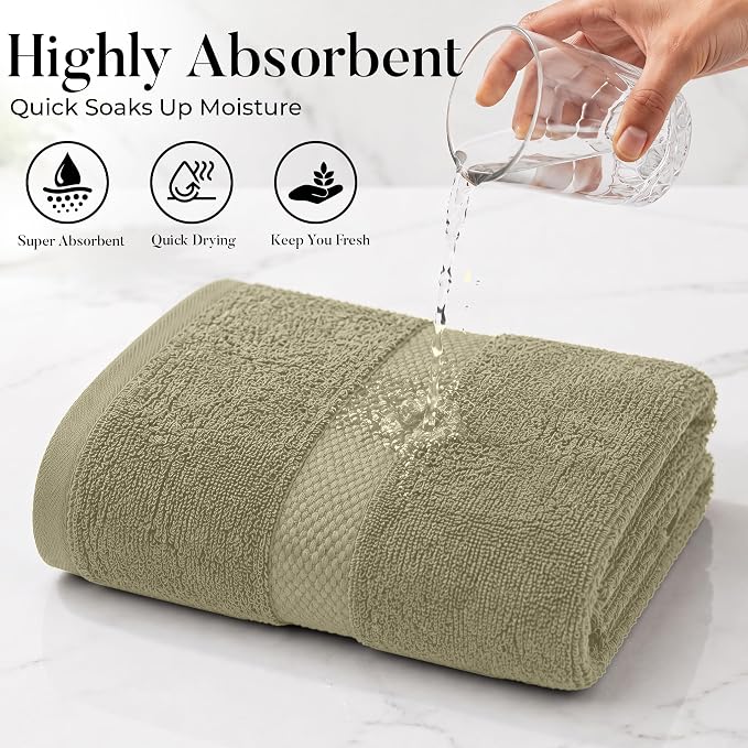 DAN RIVER 600 GSM Cotton Large Bath Towels Set of 4, 27 x 54 Inches, Beige | Larger & Lighter Weight Towels for Bathroom - Highly Absorbent & Quick Dry 100% Cotton Bath Towel Set for Home, Spa & Hotel
